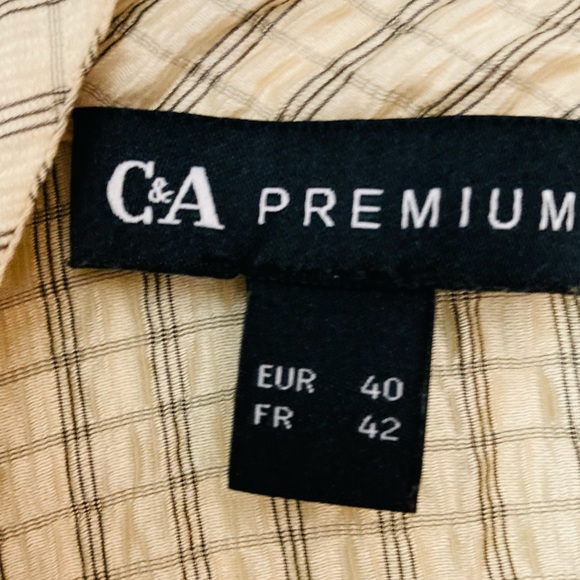 Beige shiny pucker top balloon sleeves L - Picture 4 of 6